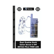 Özel Üretim Parti Salon Duvar 5 Mt Beyaz Pilli Peri Led