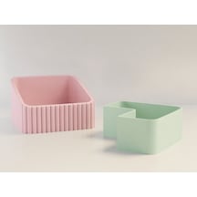 3d Baskı Fıstık Kasesi - Çift Hazneli Kabuk Ayırıcı Sunum Kasesi - Pembe Mint
