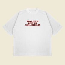 Tarzsokak World's Best Ex Girlfriend Boxy Fit Oversize Unisex Tshirt Baskılı Tişört Beyaz
