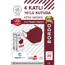 Kf94 Kore Tipi, 4 Katlı, Bordo Maske, Uv Steril 2 Kutu/ 20 Adet