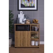 2 Kapaklı Çok Amaçlı Şık Mikro Dalga Fırın Dolabı Ceviz