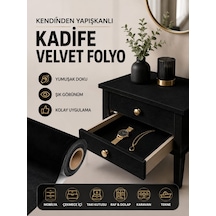Kendinden Yapışkanlı 19,5cm X 1 Metre Siyah Süet Kadife Velvet Folyo