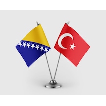 Bosna Hersek Bayrağı Türk Bayrağı İkili Saten Masa Bayrağı Takımı Diğer
