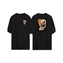 Thewert Unisex Joker Ha Ha Ha Ön Arka Baskılı Sıyah Oversize T-shirt Siyah