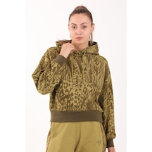Maraton Sportswear Oversize Kadın Kapşonlu Uzun Kol Basic Yeşil Sweatshirt 21423-yeşil Yeşil
