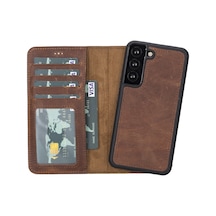 Plm Samsung Galaxy S22 Uyumlu Deri Cüzdanlı Kılıf Mwwn G2 Kahve Acı Kahverengi