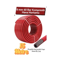15 Metre Kompresör Hava Hortumu 8 Mm Termo Hortum Kırmızı Thermo Hortum Basınca Dayanıklı Hortum