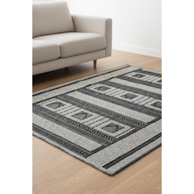 Rolyef İskandinav Kabartmalı Sisal Bukle Yıkanabilir Kaymaz Taban Salon Mutfak Çocuk Odası Halısı Gri