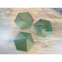 Bezos 3d Baskı Super Fidget Coaster Seti - Altıgen Desenli Bardak Altlığı Ve Tutucu-yeşil Nıda