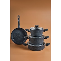 Karaca  Biogranit Defne V2 7 Parça Tencere ve Tava Seti Siyah