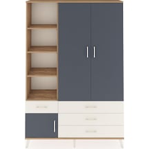 Arges Dolap 5 Raflı 4 Çekmeceli Tek Askılı 132x30x195 Çam-ant... Çam