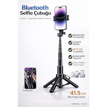Tripodlu Bluetooth Selfie Çubuğu Mini Katlanabilir Selfie Stick Telefon Standı Uzatılabilir 41.5 Cm