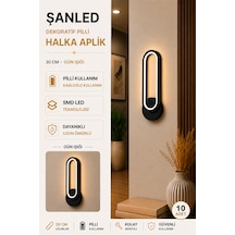Dekoratif 20w Halka Modeli İç Mekan Siyah Kasa Gün Işığı 30 Cm Duvar Aplik Pilli 10 Adet