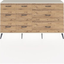 Arges Konsol 9 Çekmeceli 176x30x99 Antrasit-aytaşı/çam Aytası/atlas Çam - Antrasıt