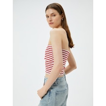 Koton Straplez Üst Kat Detaylı Ribanalı Slim Fit Kırmızı Çizgili 4sak10698ek Kırmızı Çizgili
