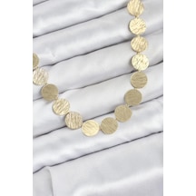 Yuvarlak Plaka Model Gold Renk Kadın Kolye Çok renkli
