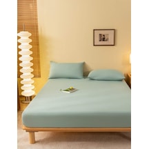 Totem Ranforce Pamuklu Mint Yeşili Yastık Kılıflı Lastikli Çarşaf