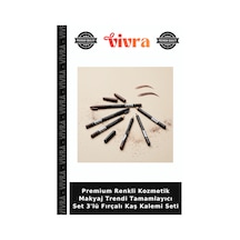 Premium Renkli Kozmetik Makyaj Trendi Tamamlayıcı Set 3'lü Fırçalı Kaş Kalemi Seti Çok Renkli