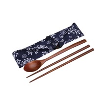 Ahşap Sofra Takımı, Yeniden Kullanılabilir Bambu Japon Tarzı Sofra Seyahat Gereçleri Ev, Kaşık Çubukları Sofra Takımı, Seyahat, Kamp, Ofis İçin Kılıflı Taşınabilir Gereçler Çatal Bıçak Seti Çok Renkli