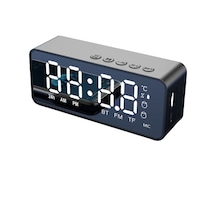 Gajeena Siyah Multifonksiyonel Bluetooth Hoparlör - Çift Alarm, Ayna Led Ekran, Yüksek Kaliteli Ses, Pilli Ev Kullanıma Uygun