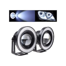 Üniversal Mercekli Angel Sis Farı Metal Su Geçirmez 76 Mm Beyaz Halkalı Angel Eyes 00 Şüscaroto Aksesuar
