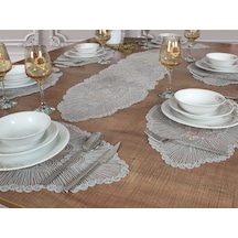Amerikan Servis Supla ve Runner Seti 6 Kişilik Set Venice Gri Çok Renkli