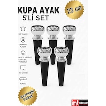 Lüks Kupa Ayak Siyah-krom 23 Cm 5 Adet Mobilya Konsol Televizyon Ünitesi Ayağı Siyah