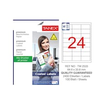 Tanex TW-2533 64.6x33.8mm Kuşe Laser Etiket 100 Lü Paket