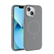 Apple Uyumlu iPhone 15 Kılıf M-safe Şarj Özellikli Metal Kamera Çerçeveli Zore Edi Silikon Kapak Gri Apple Uyumlu iPhone 15 Kılıf M-safe Şarj Özellikli Metal Kamera Çerçeveli Zore Edi Silikon Kapak Gri