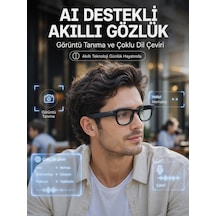 Siyah 3 Lensli Akıllı Kamera Gözlüğü 8 Mp Fotoğraf Video Çekim Aı Görüntü Tanıma Bluetooth Dokunmatik Kontro