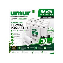 56x16 Mm Termal Pos Rulosu Pos Kağıdı 30 Adet 3 Paket X 10 Adet