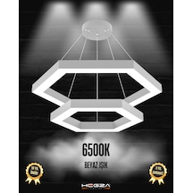 Hexagon Piramit Gri Kasa, Beyaz Işık Modern Sarkıt Led Avize GRİ RENK