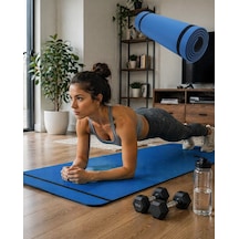 Mey İthalat 10 Mm Egzersiz Matı Yoga Pilates Aerobik İçin Kaymaz Doku Esnek Dayanıklı Tasarım Mavi