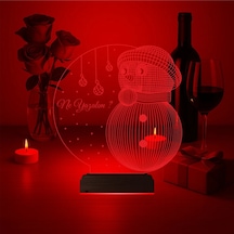 Luvivia Kardan Adam Yılbaşı Hediyesi Kişiye Özel 3d Lamba - Masa Gece Lambası V2