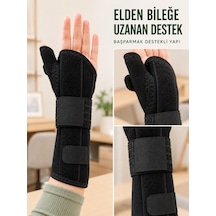 Statik El Bilekliği Metal Destekli Başparmak Ateli Uzun Bilek Destekleyici - Lisinya