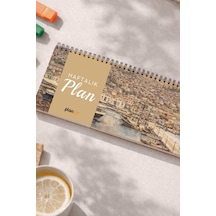 Tarihsiz Spiralli Haftalık Masaüstü Planlayıcı - İzmir - 10x30 Cm Plango Turkuaz