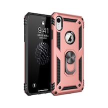 Apple iPhone Uyumlu, Xr Kılıf Sofya Yüzüklü Silikon Kapak - Rose