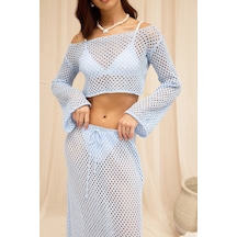 Mai Collection Forio Mavi Triko Crop Etek Takım