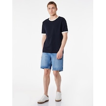 Koton Pamuklu Cepli Bermuda Straight Fit Jean Şort Açık İndigo 6sam40328nd