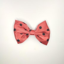Tedz Collection Mordino Kırmızı Puantiyeli Saten Fiyonk Saç Tokası