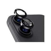 İphone 16 Ve İphone 16 Plus Uyumlu Kamera Camı Lens Koruyucu Halka Set - Siyah Titanyum 50 x 22