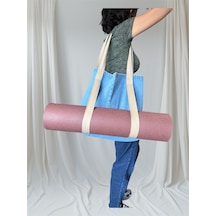 Spor Ve Casual Kullanım İçin Denim Yoga Matı Bölmeli Çanta / El Yapımı & Dayanıklı Mavİ