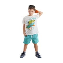 Denokids Timsah Erkek Çocuk T-shirt Gabardin Şort Takım Çok Renkli