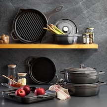 Schafer Guss Chef Döküm Basık Tencere 28 Cm 2 Parça-gri Belirtilmemiş