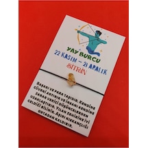 Gümüştel El Sanatları Sertifikalı Yay Burcu Sitrin Doğal Taşlı Ip Burç Bilekliği Çok Renkli