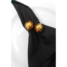 6 Adet Emtory Design Gold Metal Halkalı Peçete Yüzüğü -