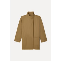 Mudo Kadın Kadın Bej Rengi Oversize Dik Yaka Uzun Trençkot 1271859 Koyu Bej