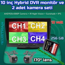 10 '' Hybrid Dvr Ekran 2 Ad 170'' Balık Gözü Geniş Açı Kamera