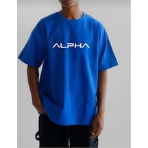 Kozia Outdoors Malkoçbey Alpha Baskılı Oversize Basic T-shirt Saks Mavi