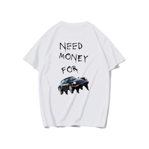 Brz Collectıon Brz Collection Unisex Oversize I Need Money For My Dream Car Beyaz